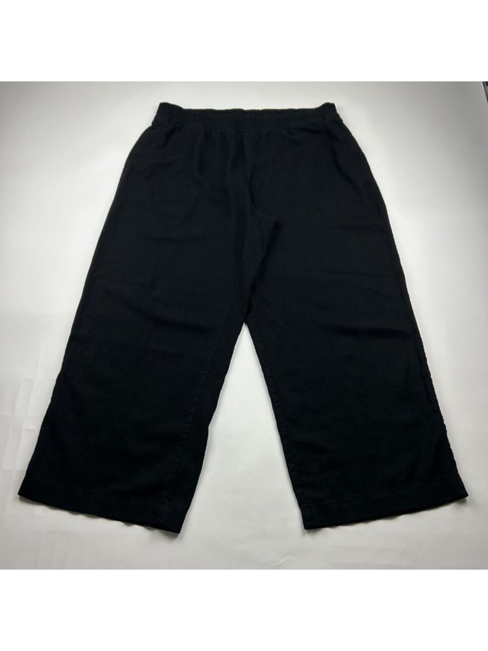 TALL Old Navy Black Linen Blend Wide Leg Cropped Pant XLT